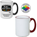 15 Oz. Handle & Halo El Grande Mug - Screen Printed (White/Maroon Red)